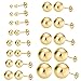 Sterling Silver Gold Rose Plated Round Ball Stud Earrings for Women Men Teen, 2mm-16mm