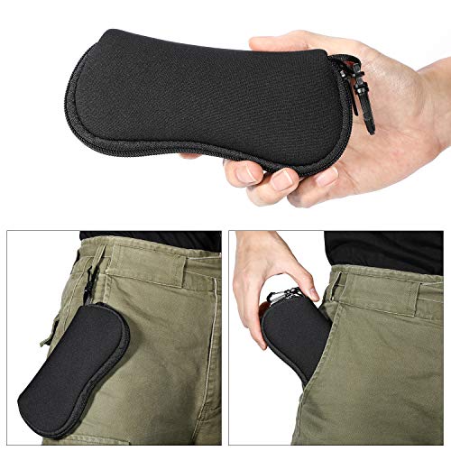 Hifot Soft Eyeglasses Case 2 Pack, Neoprene Porteble Travel Slip in Eyeglasses Bag Sunglasses Pouch Holder with Clip - Thumbnail 5