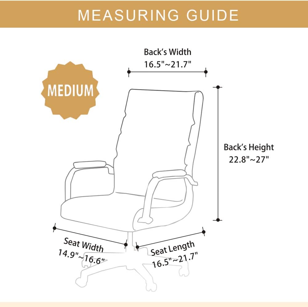 GAEA.TEX Office Chair Cover Computer Chair Boss Swivel Chair Slipcover Durable Stretch Soft Protector with Arm Covers (Medium, Gray): Kitchen & Dining