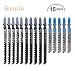 Gunpla 15 Pieces Jig Saw Blades Assorted T244D T144D T118A for Curved and Fast Cuts in Hard and Soft Woods T-Shank Thin Sheet Metal Steel Aluminum Cutting primary