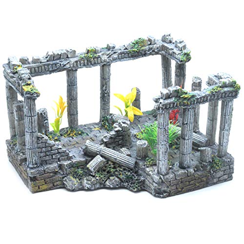 Sscon Aquarium Fish Tank Decoration Simulation Resin Roman Column Rock Ruins Plants Aquarium Decor Ornaments