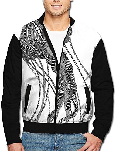 XinYunJL Men's Jellyfish Medusa Color Block 80s Jackets\r\nSlim Front-Zip For Bar