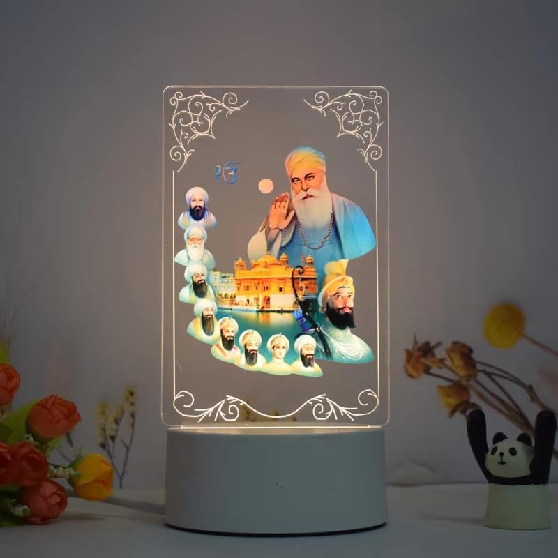 Photo 1 of Generic Sikh Ten Guru Multicolor LED Table Lamp with Golden Temple & Gurus Nanak & Gobind Singh for Punjabi Home Decor & Diwali Gift
