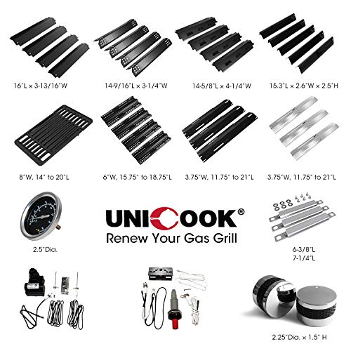 image for UNICOOK Gas Grill Heat Plate 4 Pack, Adjustable Stainless Steel Heat T