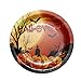 Gatherfun Halloween Party Supplies Spooky Pumpkin Disposable Paper Plates Napkins Cups with Waterproof plastic Tablecloth for Spooky Halloween Party Decorations Serve 25