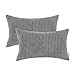 CaliTime Throw Pillow Covers Pack of 2 Comfy Corduroy Corn Striped Waffle Decorative Cushion Cases for Couch Sofa Bed Farmhouse 12 X 20 Inches Medium Grey