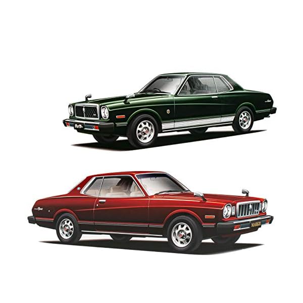Aoshima 2 Fahrzeuge Toyota MarkII MX41 Chaser 1979 Rot Kit Bausatz 1/24 Modell Auto mit individiuellem Wunschkennzeichen – Bild 3