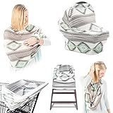 Premium 5-in-1 Breastfeeding Cover Up & Nursing Poncho/Baby Car Seat Covers/ Shopping Cart Cover For Baby/ Universal High Chair Cover, Perfect Baby Shower Gifts for Boys & Girls