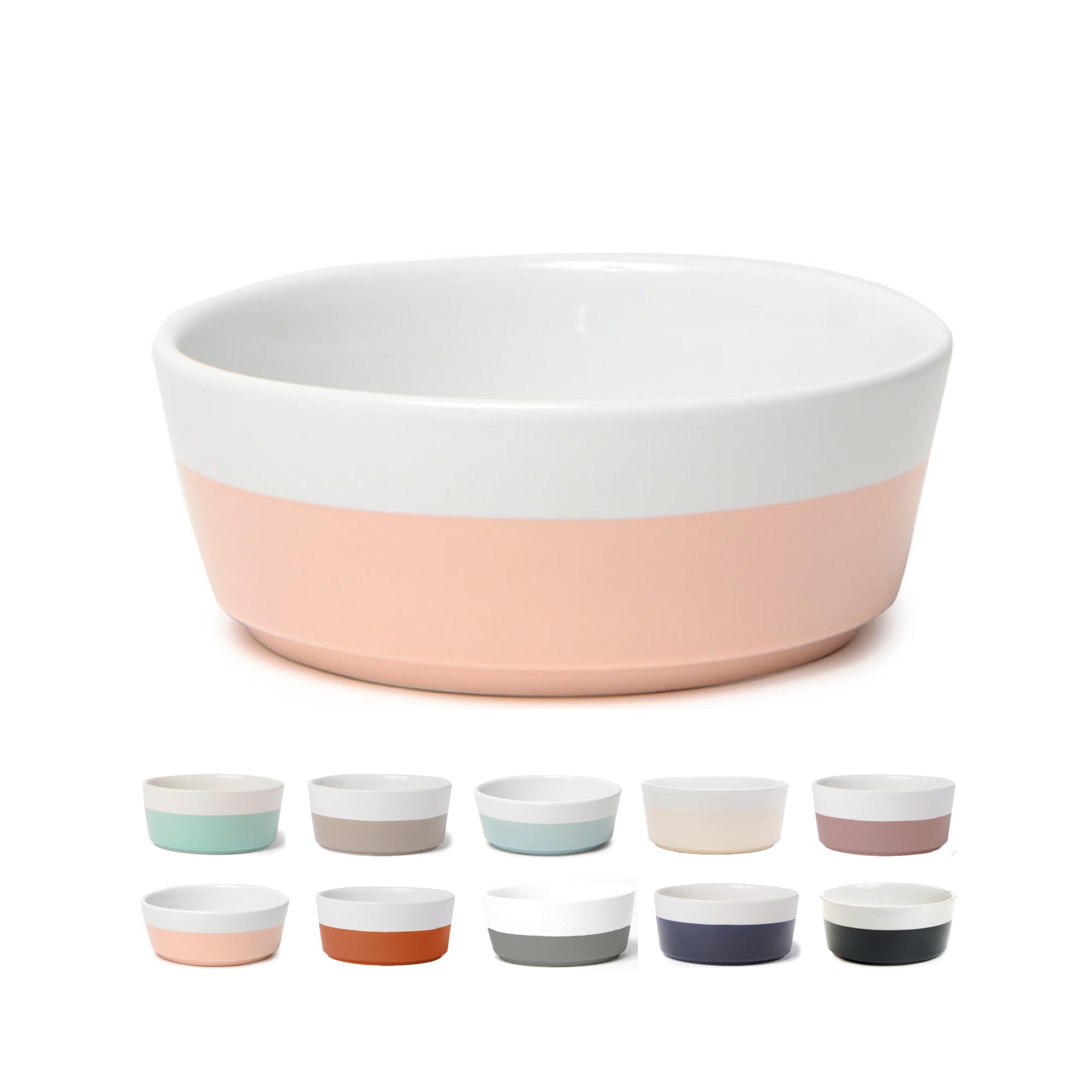 Photo 1 of Waggo Dipper Ceramic Dog Bowl for Small and Large Breeds - Heavyweight and Durable Pet Food and Water Dish Crock, Dishwasher Safe, Modern (Rose, Small)