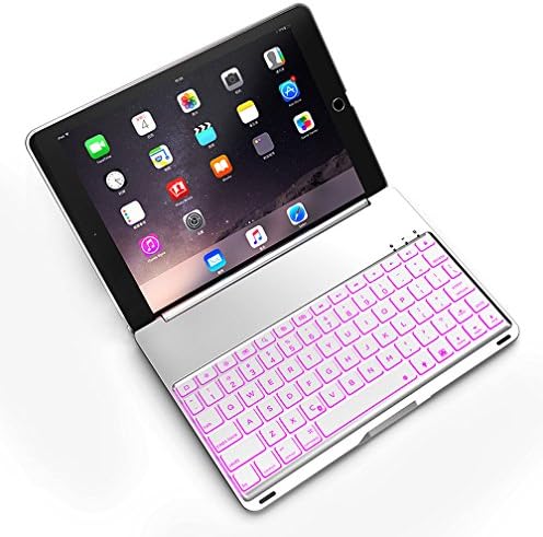 New iPad 9.7 Keyboard Case 2017, iPad Air Keyboard Case Backlit Clamshell Wireless Bluetooth Keyboard Cover Aluminum Auto Sleep &amp; Wake for Model A1474/A1475/A1822/A1823(Silver)