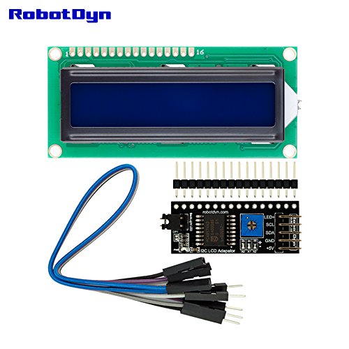RobotDyn - I2C LCD display 1602 (symbols 2 rows 16 columns, background blue), with I2C interface, connection 2-wire, for projects with Arduino, AVR, STM32, ARM, Raspberry PI