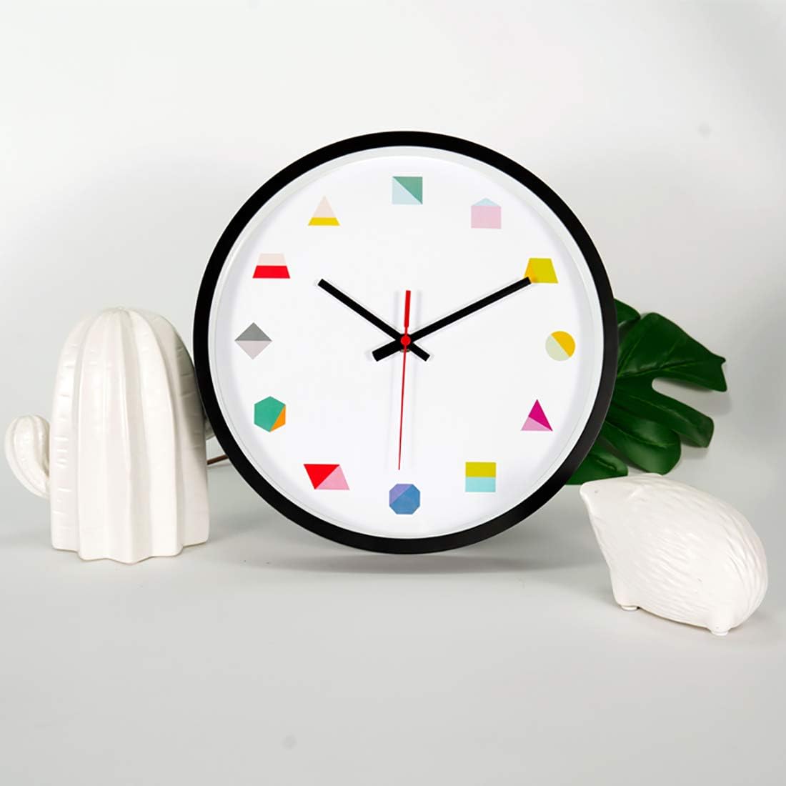 Topkey Wall Clock 12 Inch Silent Non Ticking Geometric Numbers Modern Clock for Living Room Bedroom Kitchen Kids Room - Black - Image 4