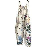 Jumpsuits for Women Casual Plus Size Sleeveless Summer Loose Rompers Spaghetti Strap Floral Overalls