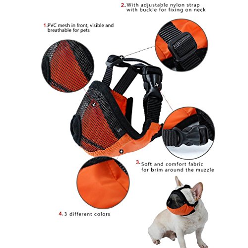Shuohu Short Snout Pet Dog Mouth Mesh Muzzle Mask Soft Visible Breathable Adjustable for Bulldog Pug Dog Diegos Puppy