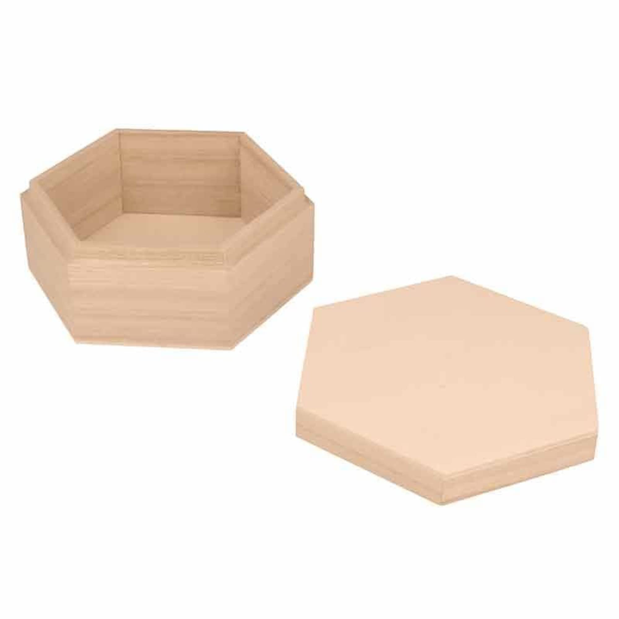 Artemio Set of 3 hex boxes in wood 13 cm