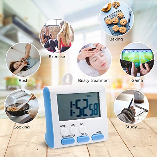 Vech Kitchen Timer, Magnetic Digital Alarm Clock Multifunctional Electric Timers for Cooking, Large Screen & Big Digits & Loud Alarm 24H Clock for Kitchen Kids Baking Sports Games Office Study