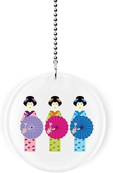 Japanese Geishas With Parasols Fan Light Pull Ceiling Fan Pull