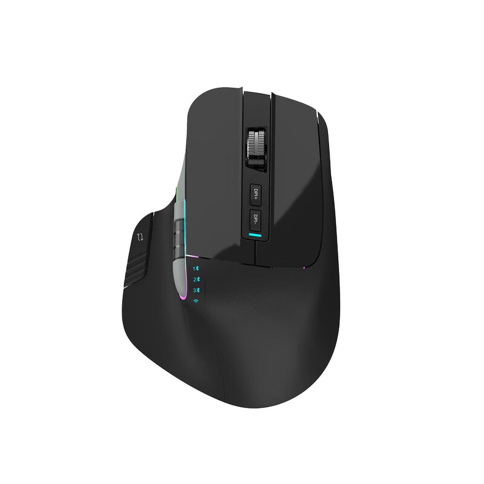 Photo 1 of TISHLED Wireless Gaming Mouse Tri-Mode 2.4Ghz/Bluetooth 5.2/Wired USB-C with Two Scroll Wheels RGB LED Backlit 4-Level DPI Rechargeable Ergonomic Optical Mice for Computer/Laptop/Office/Gamer, Black