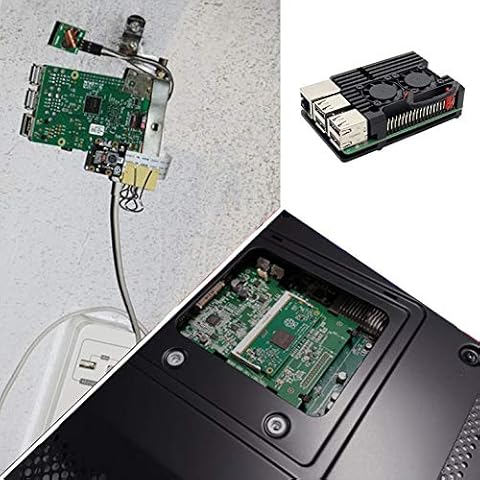 Kurphy per custodia in alluminio Raspberry Pi 4/3 con doppia ventola di raffreddamento Involucro metallico Custodia nera per RPI Raspberry Pi 4B / 3B / 3B +
