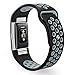 Hanlesi for Fitbit Charge 2 Bands Soft Silicone Breathable Fashion Sport Strap Band for Fit bit Charge2 HR Replacement Original Accessory Black Gray Wristband with Hole for Girl Boy