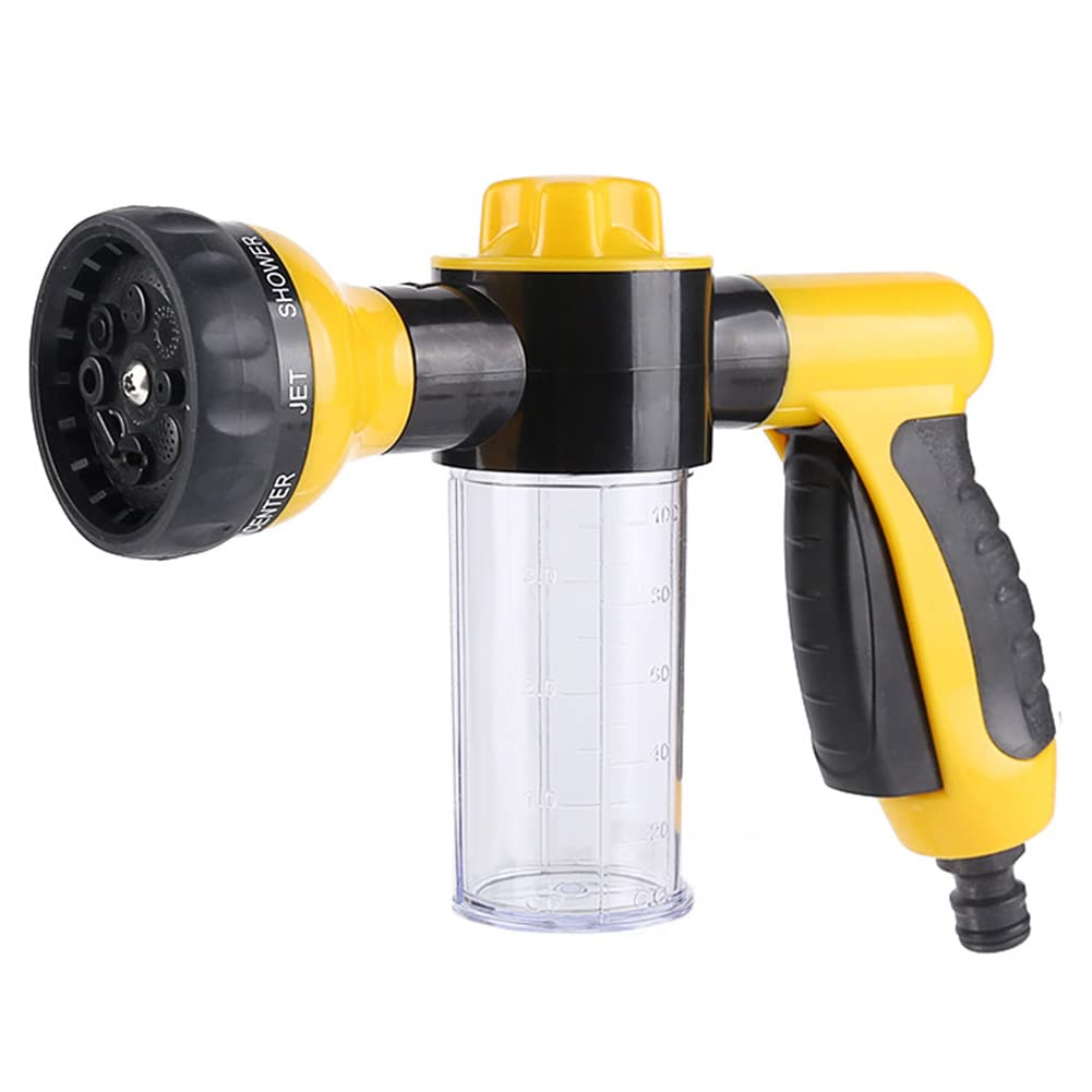 Garden Foam Water Spraye, High Pressure Washing Tool Set - Car Water Gun Cleaning Tool for Watering Plants, Lawn, Patio, Car Wash, Floor Cleaning, Showering Pet, Yellow