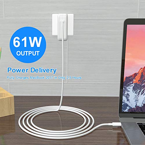 61W USB C Charger Power Adapter,UL Certified Fast Type C PD Wall Charger for MacBook Pro 13", MacBook Air,HP Spectre,Dell XPS,Matebook and More with 6.6FT USB C-C Cable