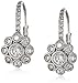 Amazon Collection Sterling Silver Flower Cubic Zirconia Leverback Dangle Earrings (1/4 cttw)