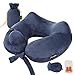 Inflatable Travel Pillow,NeckWell Travel Pillow Pump with Sleep Mask & Ear Buds,Perfect for Airplane Car Office Camping - Blue