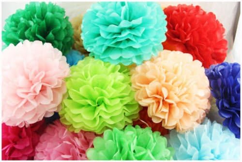 Art Paper Tissue Art Paper Tissue 15 Pcs 4" Tissue Paper Pom Poms Paper Pom Pom Decorations Flower Balls Wedding Party Decoration Supplies (Multi color)