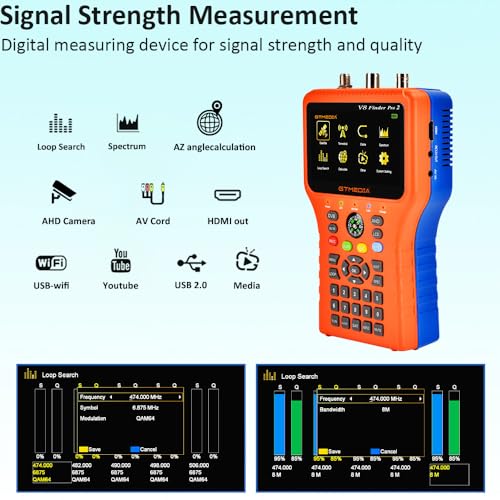 GTMEDIA V8 Finder Pro Digital Terrestrial and Sat Field Meter DVB-S2X / S2 / T2 / C, T2 and Sat Signal Meter MPEG-2/4 H.264 / H.265 Satellite Locator