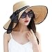 JOYEBUY Women's Floppy Big Brim Hat Bowknot Straw Hat Foldable Roll up Beachwear Sun Hat UPF 50+ (Khaki)