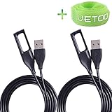 Vetoo Replacement USB Charger Cable 3.3FT 1m Black,Compatible For Fitbit Flex Wireless Activity Bracelet Wristband Pack of 2