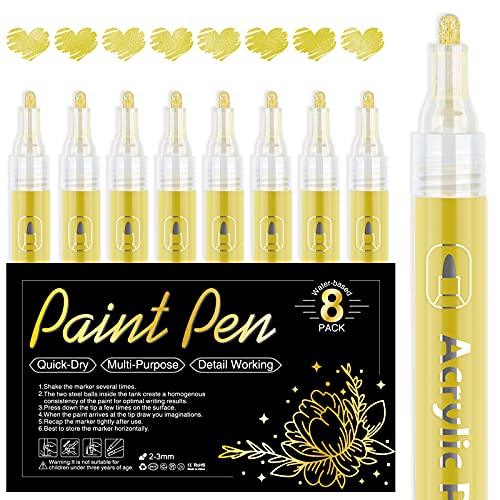 AKARUED Gold Paint Pen Paint Marker: Pack Acrylic Gold Marker