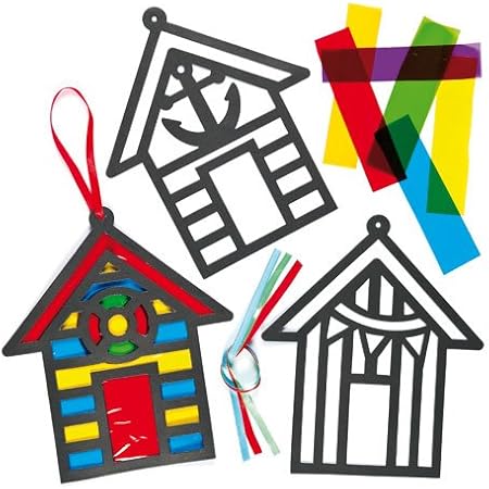 Amazon シーサイドハウス 海の家 ステンドグラス風デコレーション ６個入り 子供達の手作り 夏の思い出のプレゼントに メイキングトイ おもちゃ