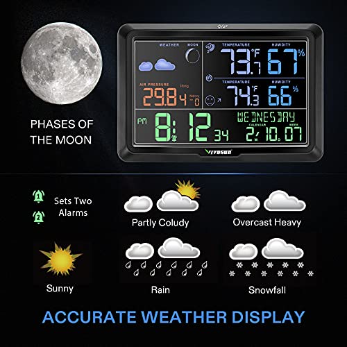 VIVOSUN Wireless Weather Station, Indoor Outdoor Thermometer Hygrometer