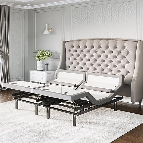 Sven & Son California King Adjustable Bed Base Frame Platinum (Individual Head Tilt & Lumbar