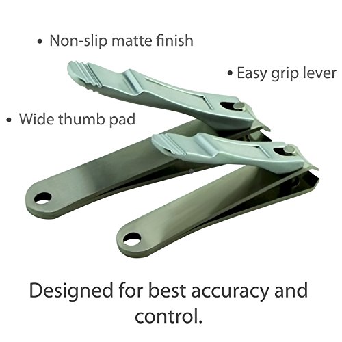 Nail Clippers by Zizzili Basics - 3 Piece Nail Clipper Set - Stainless Steel Fingernail & Toenail Clippers with Nail File & Bonus Pink Carry Case - Best Nail Care for Manicure, Pedicure, Home & Travel