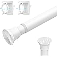AIZESI 1PCS Spring Tension Curtain Rods 24 to 46 Inch White Tension Rod Spring Curtain Rod Short Curtain Rod Tension Adjustable Curtain Rods for Window, (With One Set Rod Holder)