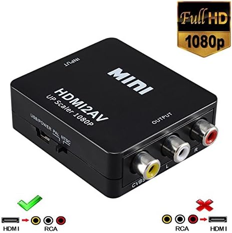 HDMI to RCA/AV Converter,VicTello Full 1080P HDMI to CVBS 3RCA Composite Video Audio Converter Supports PAL/NTSC with USB Charge Cable for PC Laptop HDTV DVD Game Console