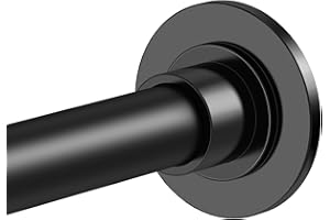 WIDYANA Shower Curtain Rod, 44-74 Inches Adjustable Spring Tension Rod 1 Inch Diameter Matte Black Shower Rod Stainless Steel Curtain Rod for Bathroom/Window Easy Install, No Rust, No Drill