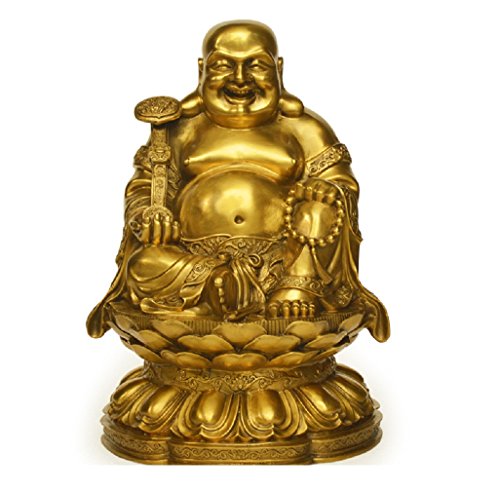 Lucky Buddha Statue,Laughing Buddha Statues Sculptures for Happiness and Good Luck-Wish You Prosperity (Brass)