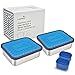 LunchBots Lite Bento Box Lunch Bundle - Includes Two Bento Boxes - One Section and Three Section Stainless Steel Containers and Silicone Cups - Eco-Friendly, Dishwasher Safe, BPA-Free - Ocean