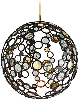Fathom LED Pendant - 40" - Bronze with Polished Brass Finish and Stainless Accents - Gold, Silver &amp; Mirror