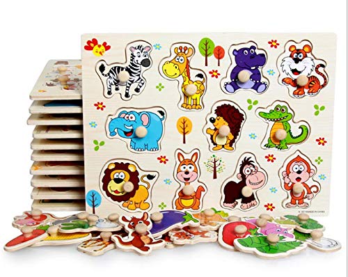 Ranvi Hand Grasp Knob Pegged Puzzle Wooden Quality Cognitive Board Children Toys - Bus - Thumbnail 4