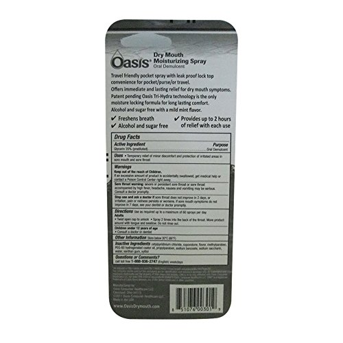 Oasis Dry Mouth Moisturizing Spray Mild Mint 2 Sprays New