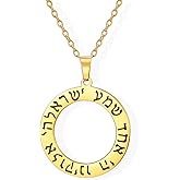 Amaxer Adjustable Shema Yisrael Necklace for Unisex Stainless Steel Hebrew Kabbalah Blessing Jewish Religious Jewelry