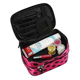 Traveling Makeup Bag Dots Rose with Black Double Layer Cosmetic Bag