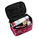 Traveling Makeup Bag Dots Rose with Black Double Layer Cosmetic Bag
