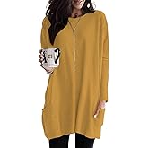 Naggoo Womens Long Sleeve Tunic Tops with Pockets for Leggings Casual Long T Shirts Floral Print Blouses