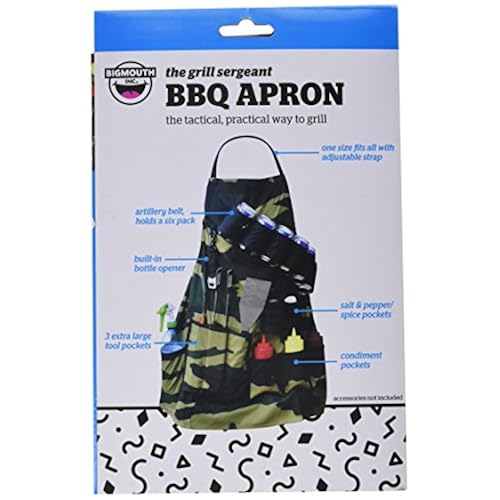 BigMouth Inc The Grill Sergeant BBQ Apron, Cotton Camouflage Gag Gift for Cookouts, Adjustable Strap, Pockets and Bottle Opener Included Home & Kitchen, Kitchen & Dining, Kitchen & Table Linens, Aprons